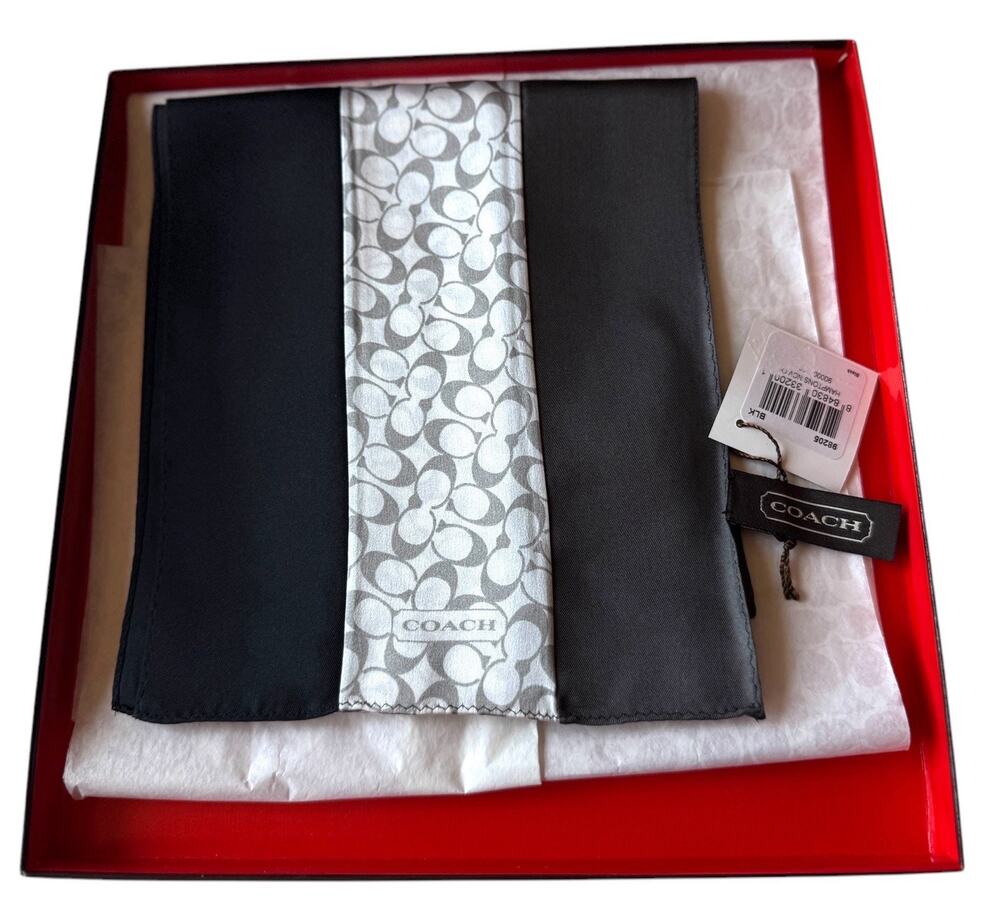 NWT Coach Hamptons Silk Skinny Scarf With Box